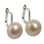 Cultured pearl drop earrings, 'Rosy Moon' - Peach-Hued Cultured Pearl and 925 Silver Drop Earrings