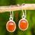 Carnelian dangle earrings, 'Western Sunset' - Handmade Carnelian Earrings Set in 925 Sterling Silver (image 2) thumbail