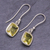Lemon quartz dangle earrings, 'Autumn Sunshine' - Princess Cut 12 Ct Lemon Quartz and Silver Dangle Earrings (image 2b) thumbail