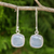 Chalcedony dangle earrings, 'Winter Sky' - Pale Blue Chalcedony Earrings with Hammered Sterling Silver (image 2) thumbail