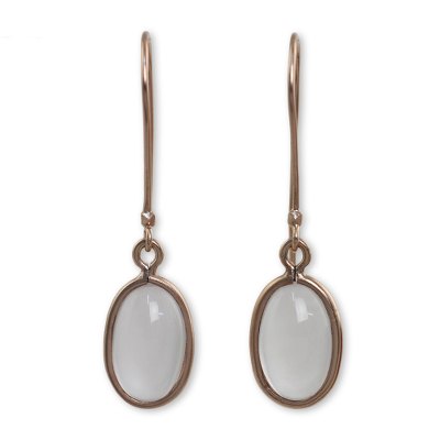 Rose gold plated rose quartz dangle earrings, 'Autumn Rose' - Rose Quartz Dangle Earrings with 18k Rose Gold Plate