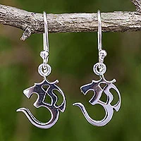 Sterling silver dangle earrings, 'Spirit Om'