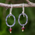Garnet dangle earrings, 'Forged in Passion' - Garnet Dangle Earrings with Oxidized Silver and 24k Gold thumbail