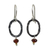 Garnet dangle earrings, 'Forged in Passion' - Garnet Dangle Earrings with Oxidized Silver and 24k Gold thumbail