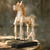Wood sculpture, 'Beige Horse' - Artisan Crafted Wood Horse Sculpture with Antique Look thumbail