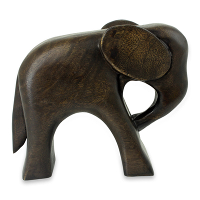 Wood sculpture, 'Thai Elephant' - Hand Carved Raintree Wood Sculpture from Thailand