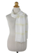 Silk and cotton scarf, 'Creamy White Harmony' - Hand Woven Cotton and Silk Blend Scarf from Thailand (image 2c) thumbail