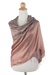 Silk shawl, 'Shimmering Cinnamon' - Brown Woven 100% Silk Shawl from Thailand (image 2c) thumbail