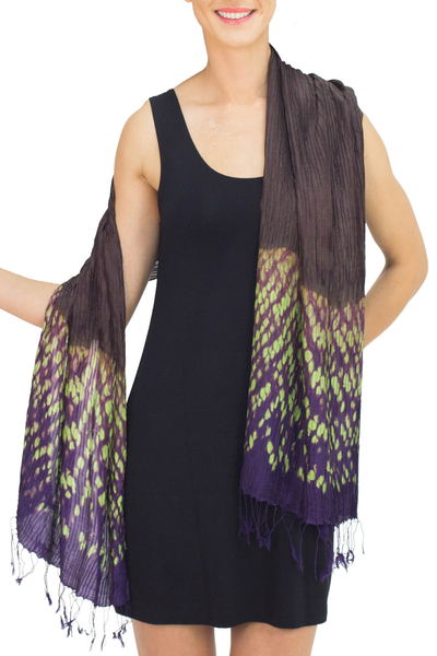 Batikschal - Batik-Schal aus Seiden-Rayon, handgefertigt in Thailand