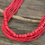 Wood beaded necklace, 'Cabana Dance' - Fair Trade Long Wood Beaded Necklace in Bright Red (image 2) thumbail