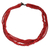 Wood beaded necklace, 'Cabana Dance' - Fair Trade Long Wood Beaded Necklace in Bright Red thumbail