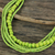 Wood beaded necklace, 'Oasis Dance' - Long Multi Strand Bright Green Beaded Wood Necklace thumbail