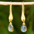 Gold vermeil labradorite dangle earrings, 'Mystical Glamour' - Labradorite Dangle Earrings in 24k Gold Vermeil thumbail