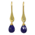 Gold vermeil lapis lazuli dangle earrings, 'Blue Glamour' - Lapis Lazuli and 24 Gold Plated 925 Silver Dangle Earrings thumbail