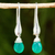 Green onyx dangle earrings, 'Sophisticated Green' - Sterling Silver Dangle Earrings with Enhanced Green Onyx thumbail