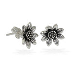 Sterling silver stud earrings, 'Sunflower Love' - Small Sterling Silver Sun Flower Post Earrings from Thailand
