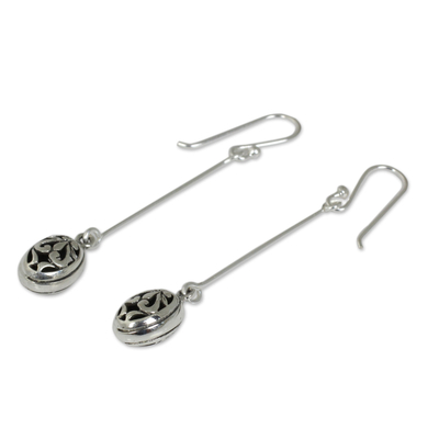 Sterling silver dangle earrings, 'Falling For You' - Fair Trade Silver 925 Earrings Hand Made in Thailand
