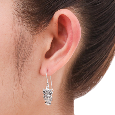 Ohrhänger aus Sterlingsilber - Handgefertigte Eulen-Ohrhänger aus Sterlingsilber 925