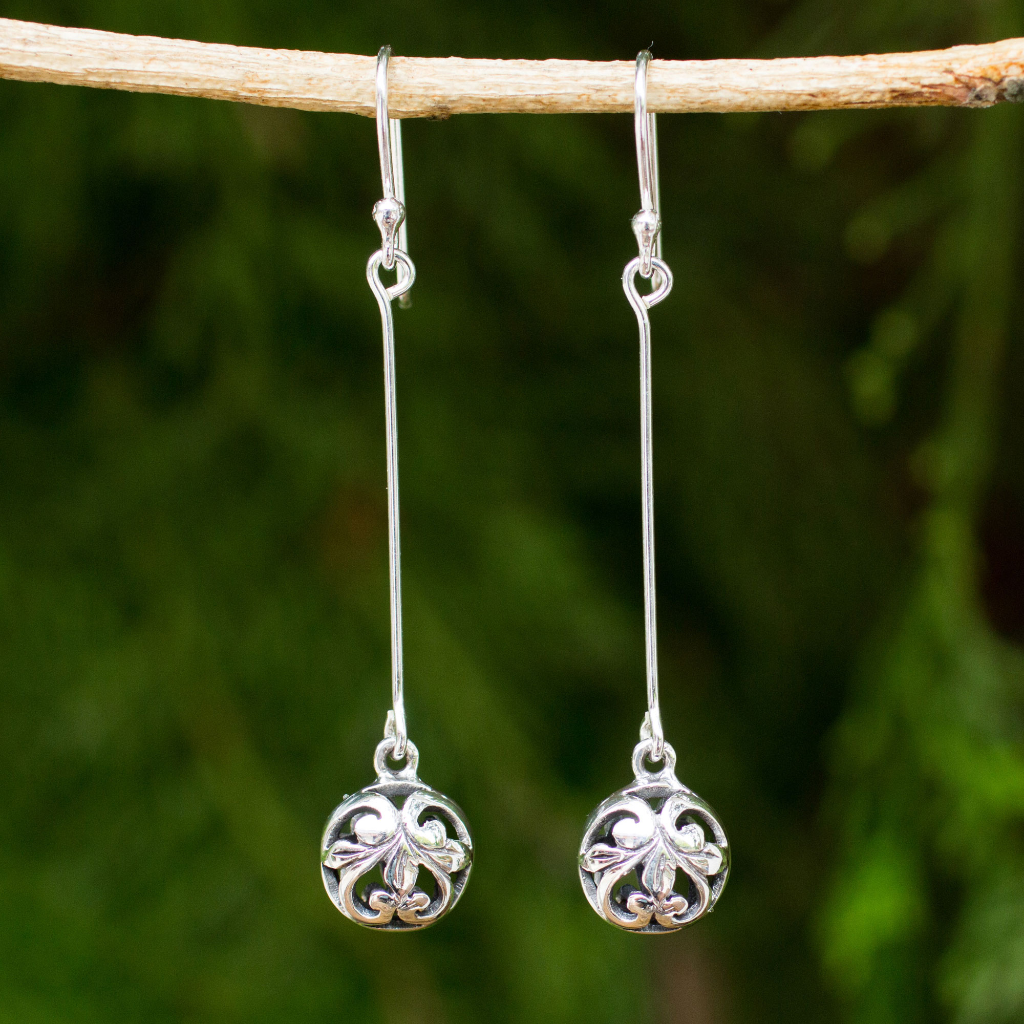 Dangle Earrings Swing Earrings with Round Balls Silver Ball Earrings Sterling Silver Wire Drop Earrings