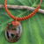 Leather and coconut shell pendant necklace, 'Happy Deer in Brown' - Artisan jewellery Coconut Shell and Leather Necklace thumbail