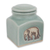 Celadon ceramic jar, 'Happy Elephant' - Thai Light Blue Celadon Ceramic Handcrafted Jar and Lid
