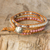 Rhodonite and agate wrap bracelet, 'Karen Rose' - Karen Hill Tribe Handcrafted Gemstone Wrap Bracelet (image 2) thumbail