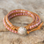 Rhodonite wrap bracelet, 'Pink Hydrangea' - Pink Rhodonite and Karen Hill Tribe Silver Wrap Bracelet (image 2) thumbail