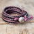 Onyx wrap bracelet, 'Black Orchid Romance' - Onyx and Leather Wrap Bracelet with Karen Hill Tribe Silver (image 2) thumbail