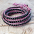Onyx wrap bracelet, 'Black Orchid Romance' - Onyx and Leather Wrap Bracelet with Karen Hill Tribe Silver