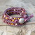 Jasper wrap bracelet, 'Bright Orchid Romance' - Jasper and Leather Wrap Bracelet Karen Hill Tribe Silver thumbail