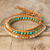 Quartz wrap bracelet, 'For Peace' - Quartz and Reconstituted Turquoise Leather Wrap Bracelet (image 2b) thumbail