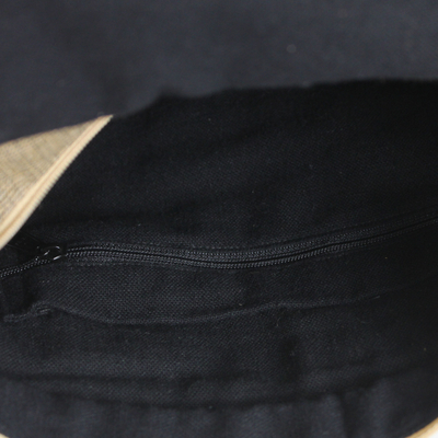 Umhängetasche aus Baumwolle - Hellbraune Handtasche im Messenger-Stil aus Baumwolle für Damen