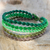 Pulsera de pulsera de plata - Cuentas de plata de la tribu de las colinas tailandesas en pulsera de pulsera verde