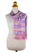 Hand woven scarf, 'Flowing Pink-Orange' - Hand Woven Scarf in Pink Orange Blue and White