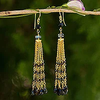 Featured review for Gold plated labradorite and spinel waterfall earrings, Elysian Cascade