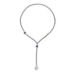 Amethyst and garnet long beaded necklace, 'Spellbound' - Amethyst Garnet and Pearl 27-Inch Long Beaded Necklace
