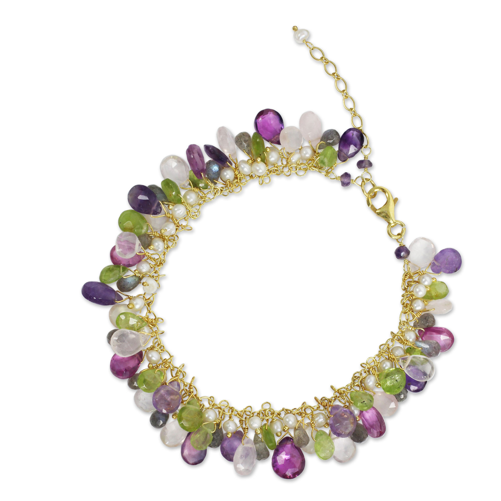 UNICEF Market | Gold Plated Multi Gem Bracelet with Pearls from ...