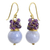 Gold plated blue lace agate and amethyst beaded earrings, 'Harvest Beauty' - Gold Plated Hook Earrings with Blue Lace Agate and Amethyst (image 2a) thumbail