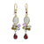 Gold plated moonstone and tourmaline dangle earrings, 'Rainbow Snow' - Moonstone Garnet and Tourmaline 24k Gold Plated Earrings thumbail