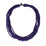 Wood beaded necklace, 'Orchid Dance' - Purple Wood Bead Necklace Hand Crafted in Thailand