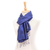 Silk blend scarf, 'Sapphire Night' - Hand Woven Blue Thai Silk and Cotton Scarf (image 2b) thumbail