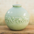 Celadon ceramic vase, 'Jade Elephant Parade' - Round Celadon Ceramic Elephant Vase with Glazed Finish thumbail