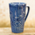 Celadon ceramic mug, 'Royal Blue Orchid' - Hand Crafted Dark Blue Celadon Ceramic Mug from Thailand (image 2) thumbail