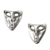Sterling silver button earrings, 'Modern Mask' - Sterling Silver theatre Mask Button Earrings from Thailand (image 2a) thumbail