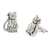 Sterling silver button earrings, 'Contented Kittens' - Cat Theme Hand Crafted Sterling Silver Button Earrings (image 2b) thumbail