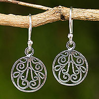 Sterling silver dangle earrings, 'Lace'