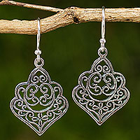 Sterling silver dangle earrings, 'Arabesque'
