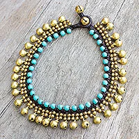 Featured review for Brass and calcite anklet, Blue Bells