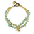 Brass and quartz beaded bracelet, 'Green Elephant' - Green Quartz Beaded Elephant Charm Bracelet from Thailand thumbail