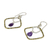 Gold plated amethyst dangle earrings, 'Dichotomy' - Gold Plated and Sterling Silver Earrings with Amethyst (image 2b) thumbail
